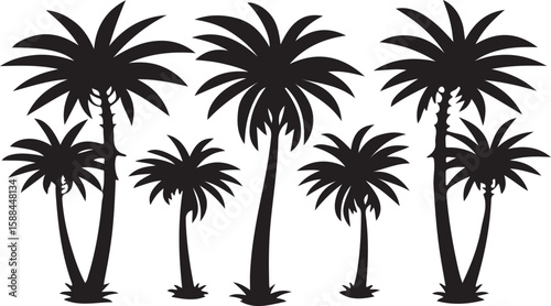 Tropical palm tree silhouettes against a vibrant sunset sky evoke the serene beauty of a summer beach paradise