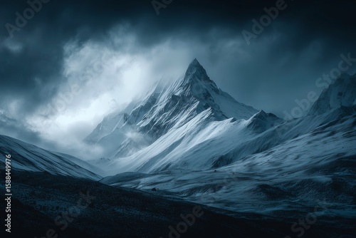Wallpaper Mural Dramatic view of snow covered mountains alpine peaks in winter under a stormy sky Torontodigital.ca