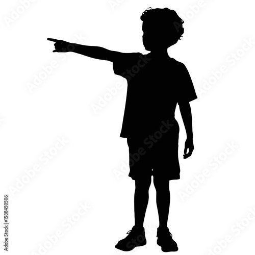 Boy pointing direction child gesture