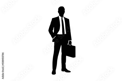 Businessman holding briefcase silhouette person