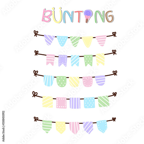 Cute pastel bunting flags decoration.