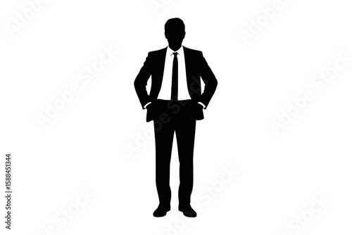 Businessman standing with hands in pockets silhouette