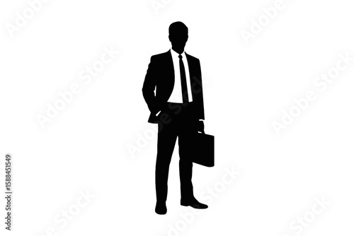 Businessman with briefcase silhouette suit