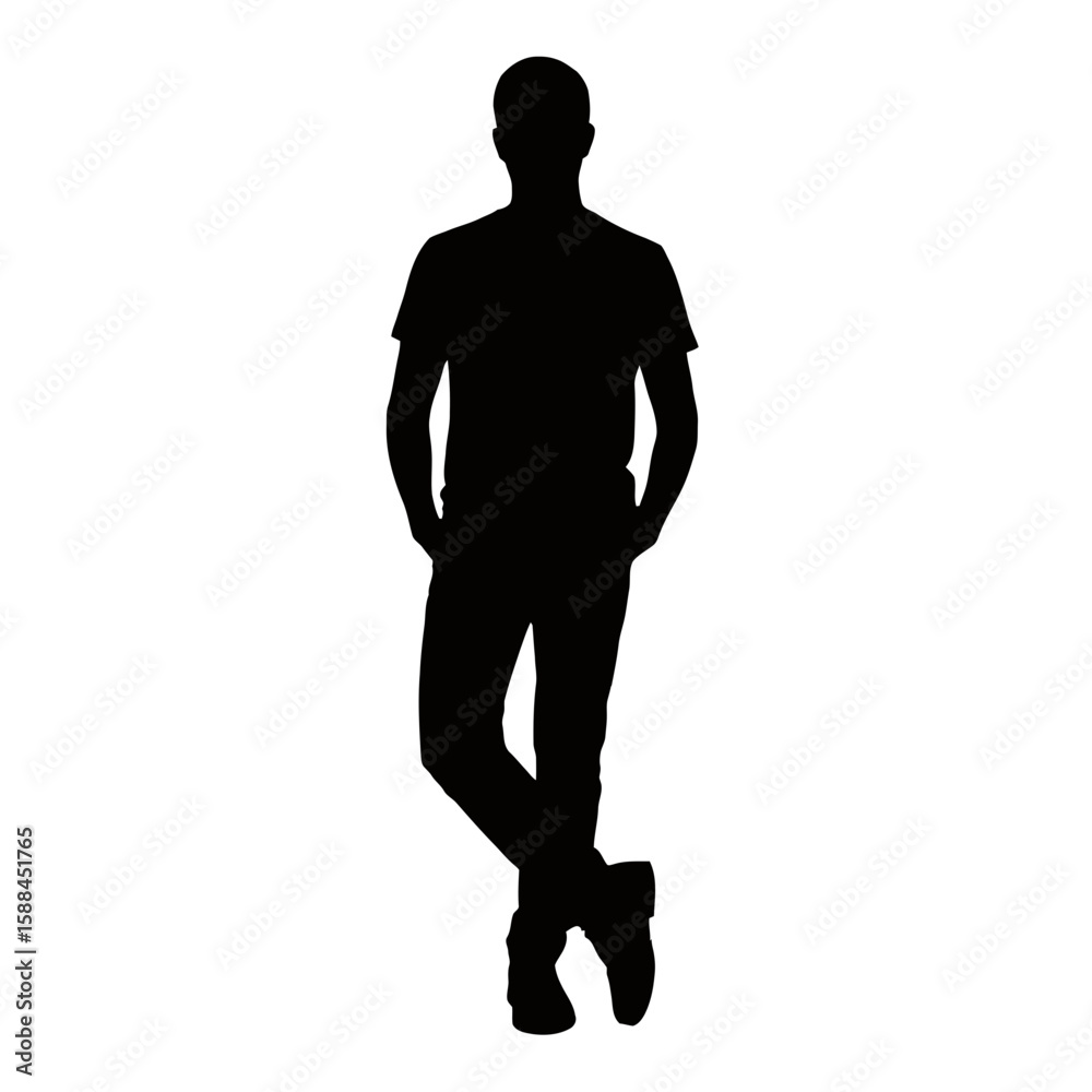 Fototapeta premium Casual Man Standing With Hands In Pockets silhouette