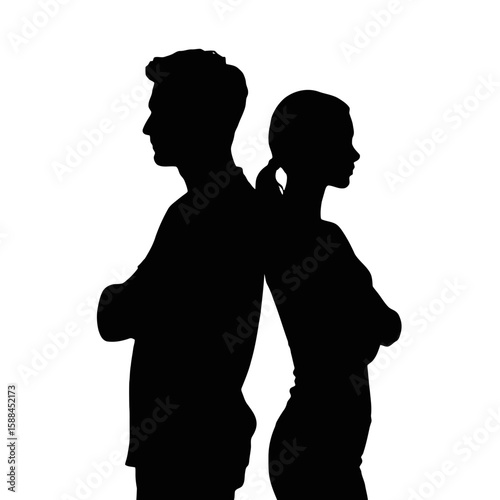 Couple Back to Back Arms Crossed people silhouette