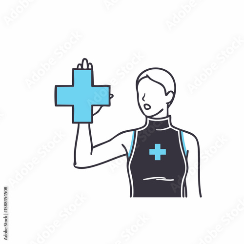 Healthcare Professional Holding Medical Cross Icon for Health Blogs, Medical Websites, Wellness Articles, and Social Media Content  