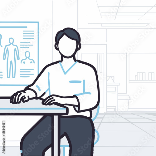 Patient Consultation in Medical Office Illustration for Health Blogs, Wellness Websites, Medical Education, and Patient Awareness Campaigns  