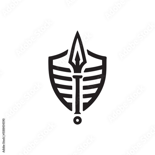 spear with shield logo vector illustration