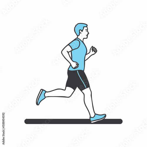 Man Running in Athletic Wear on Treadmill for Fitness Blogs, Health Articles, Exercise Guides, Motivation Content, and Sports Websites  