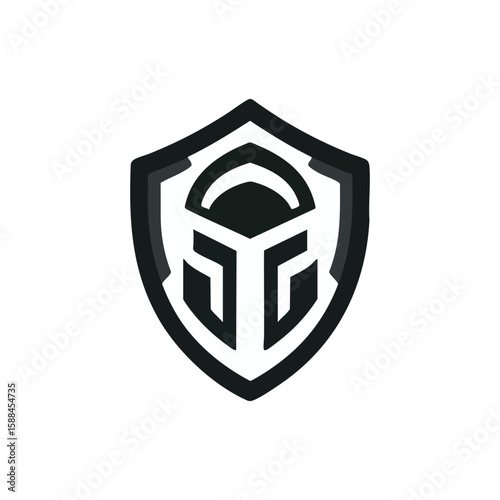 warrior helmet with shield logo vector illustration