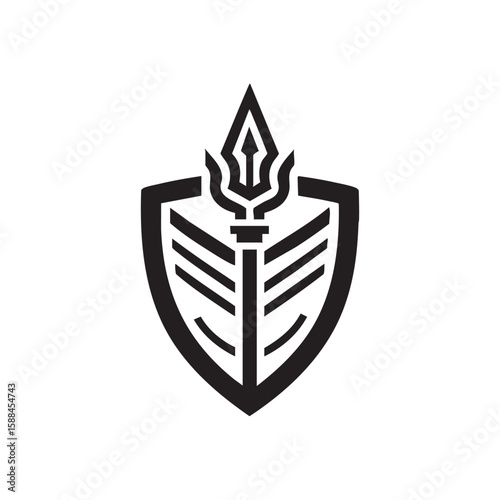 spear with shield logo vector illustration