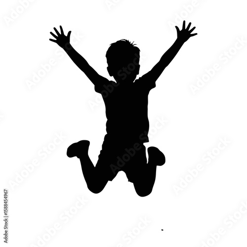 Joyful Person Jumping Arms Raised silhouette celebration