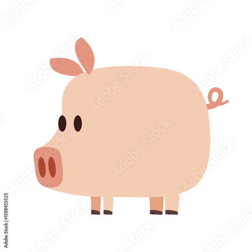 Pig cartoon vector on isolated. Pig symbol.