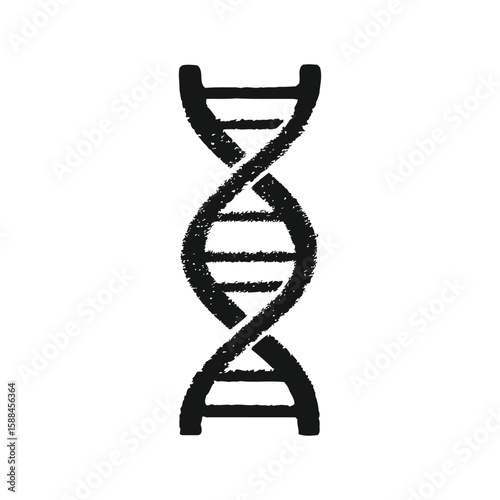 Black dna double helix vector with science and biology icon design
