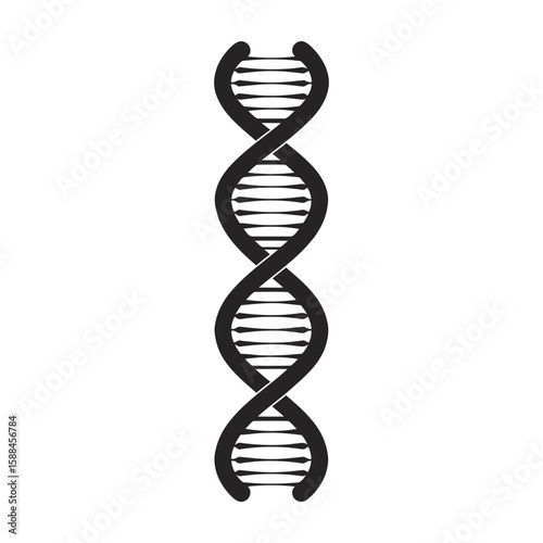 Black dna double helix vector with science and biology icon design