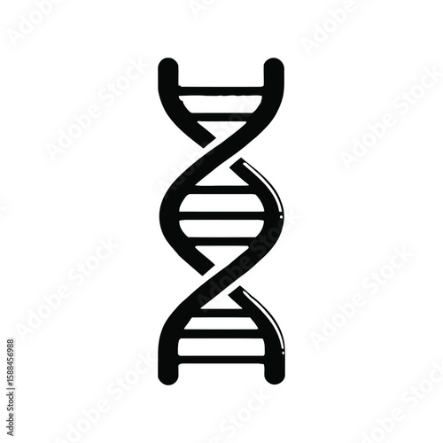 Black dna double helix vector with science and biology icon design