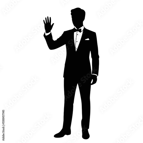 Man in Suit Waving Hello greeting