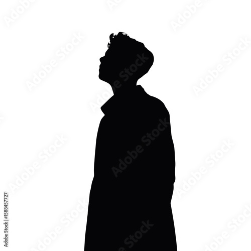 Man looking upwards silhouette person