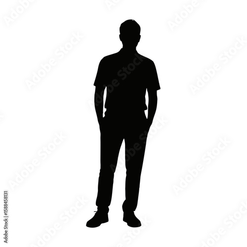 Man with hands in pockets silhouette person