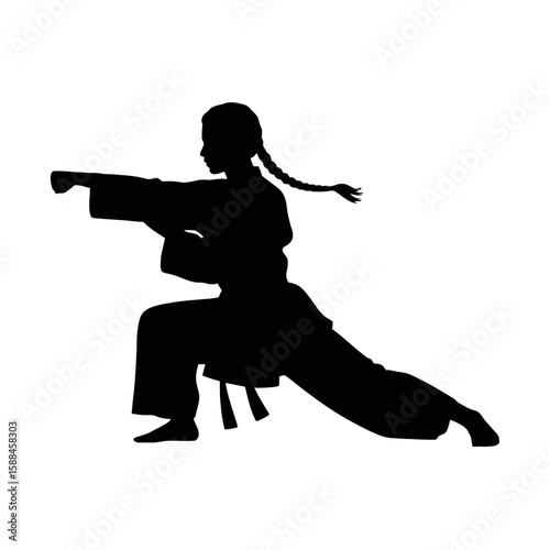 Martial artist performing a defensive stance martial arts