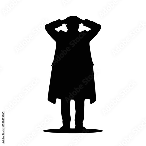 Person Holding Head In Hands silhouette despair