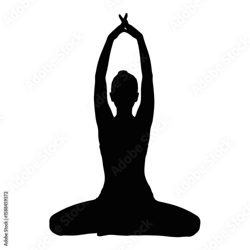 Person in yoga pose silhouette meditation