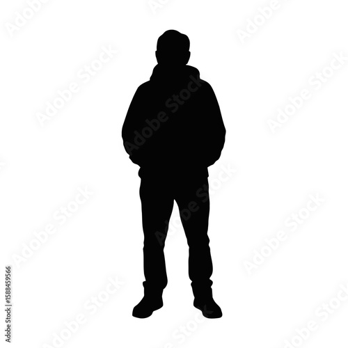Person standing with hands in pockets silhouette male
