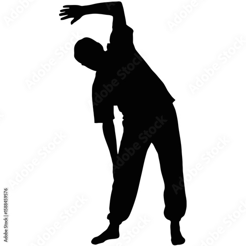 Person stretching side body silhouette exercise