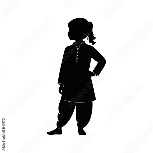 Person wearing traditional Indian attire silhouette