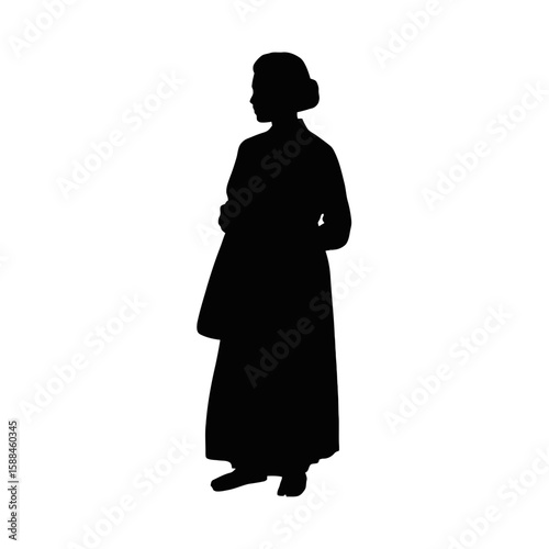 Puritan Woman Standing silhouette historical