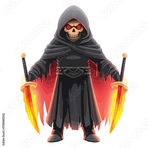 Grim Reaper Silhouette Vector Halloween, Dark Arts, Horror Design, and Fantasy