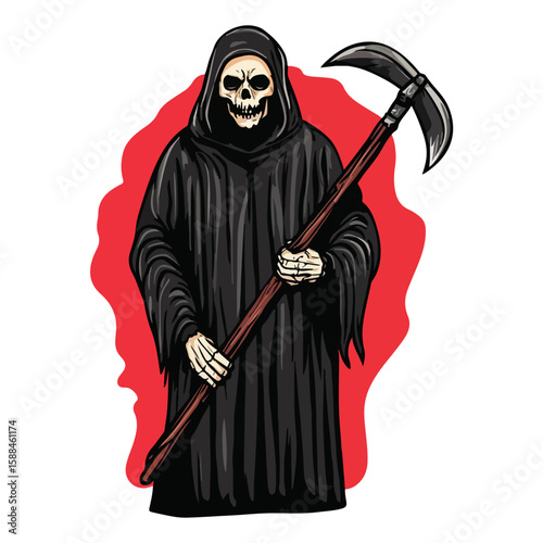 Grim Reaper Silhouette Vector Halloween, Dark Arts, Horror Design, and Fantasy