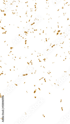Fotografie gold metallic confetti rain isolated on transparent background, png golden birth