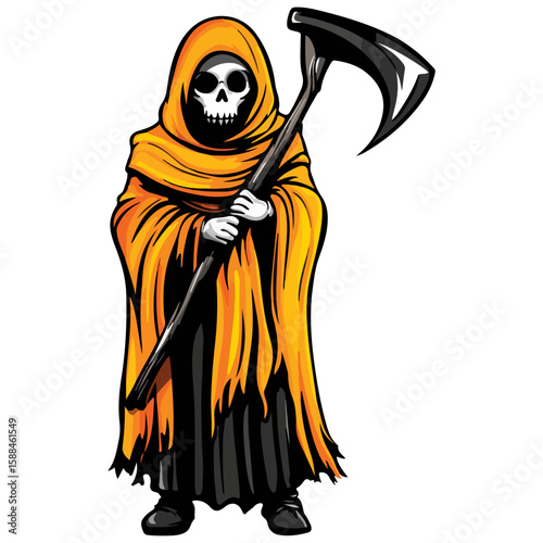 Grim Reaper Silhouette Vector Halloween, Dark Arts, Horror Design, and Fantasy