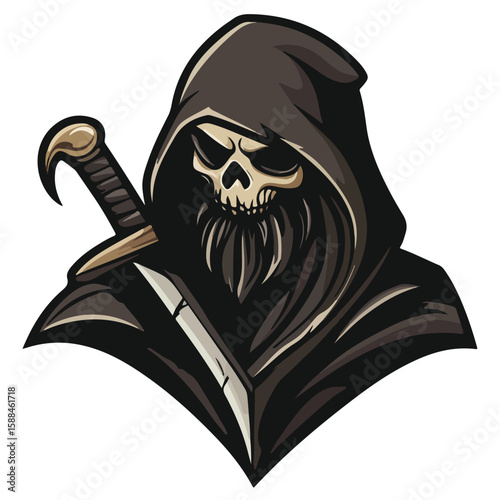 Grim Reaper Silhouette Vector Halloween, Dark Arts, Horror Design, and Fantasy