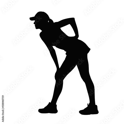 Woman Athlete Bending With Cap sports