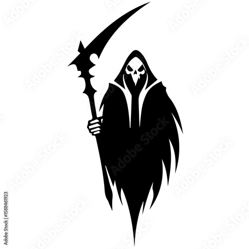 Grim Reaper Silhouette Vector Halloween, Dark Arts, Horror Design, and Fantasy