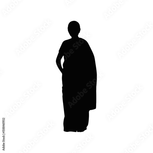Woman draped in fabric silhouette clothing
