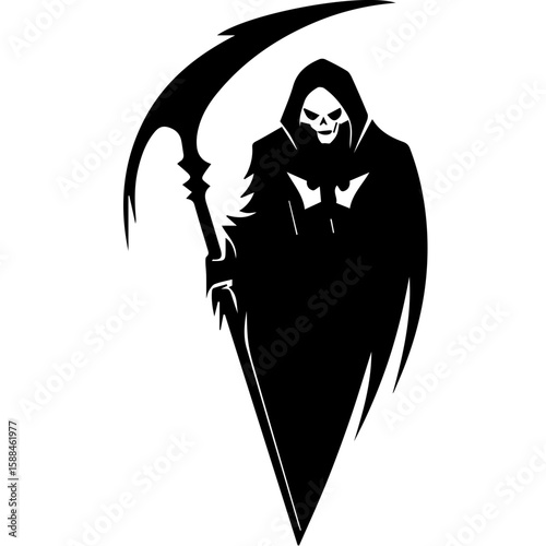 Grim Reaper Silhouette Vector Halloween, Dark Arts, Horror Design, and Fantasy