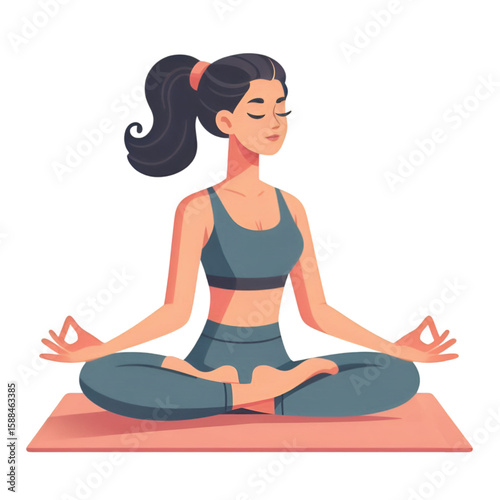 Woman Meditating Yoga Pose vector transparent