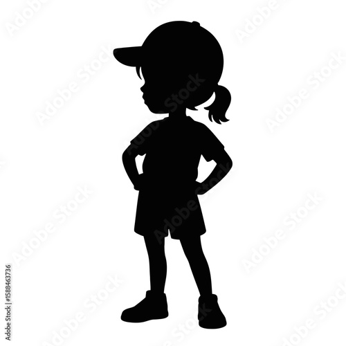 Young Girl with Baseball Cap child ponytail
