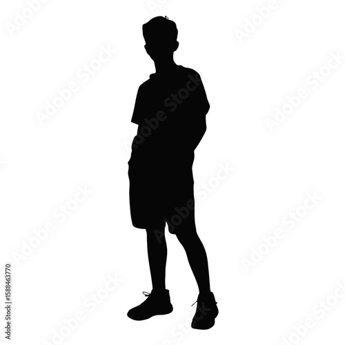 Young Man Standing Casually silhouette person
