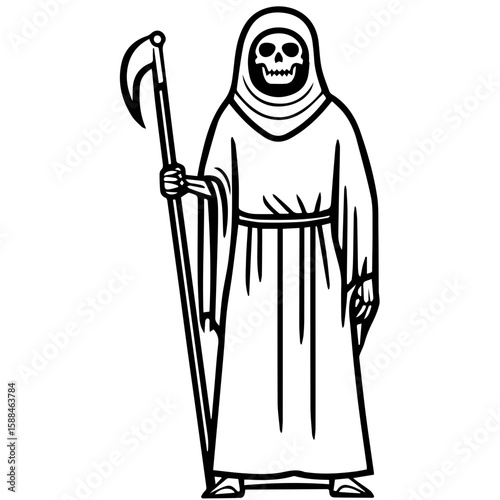 Grim Reaper Silhouette Vector Halloween, Dark Arts, Horror Design, and Fantasy