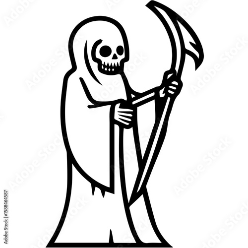 Grim Reaper Silhouette Vector Halloween, Dark Arts, Horror Design, and Fantasy
