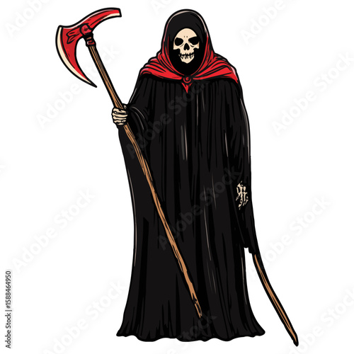 Grim Reaper Silhouette Vector Halloween, Dark Arts, Horror Design, and Fantasy