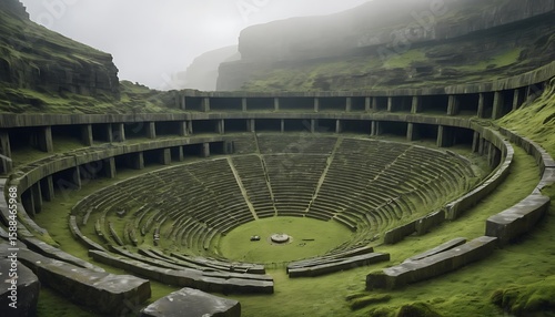 Wallpaper Mural Scenic Amphitheater Nestled in Lush Green Landscape Under Overcast Sky Torontodigital.ca