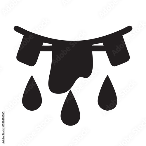 Wet clothes hanging on a line during light drizzle