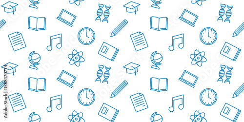 Seamless Vector Pattern of Education Doodles: School, Learning, and Student Supplies Background for Back to School