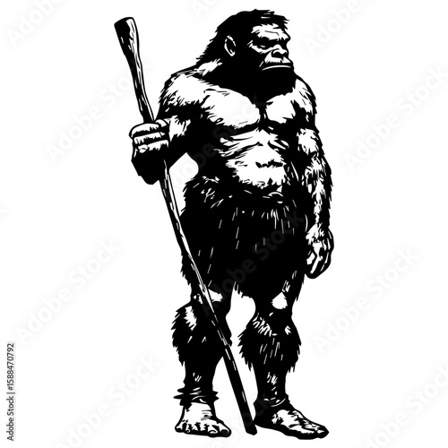 Cartoon illustration of a caveman vector