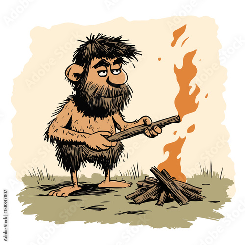 Cartoon illustration of a caveman vector